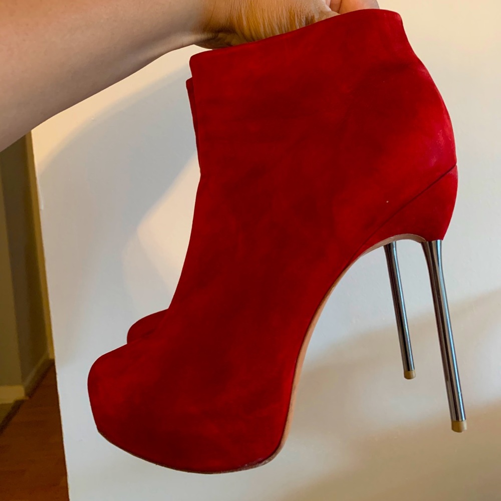 ALDO Red Suede Pinheel Ankle Booties
